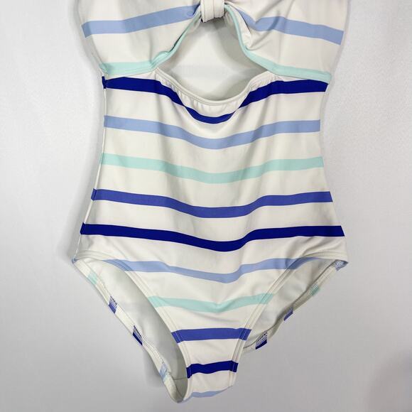 Kate Spade XSmall Blue White Striped Provincetown Cut Out One Piece Swimsuit XS - Picture 4 of 14